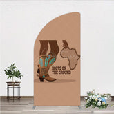 Aperturee - Aperturee Boots On The Ground Half Moon Arch Backdrop Western Cowboy Boots with African Map Melanin Themed Birthday Party Decor
